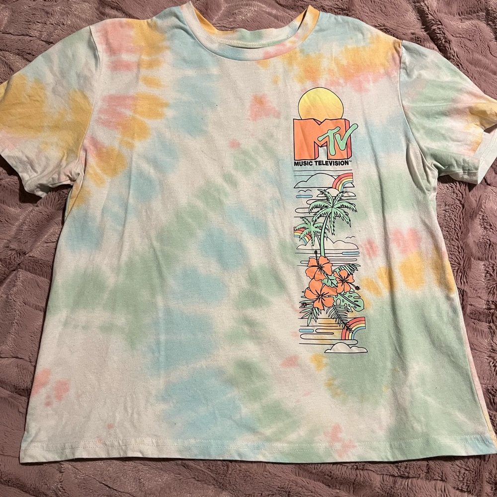 MTV pastel tie dye t-shirt large